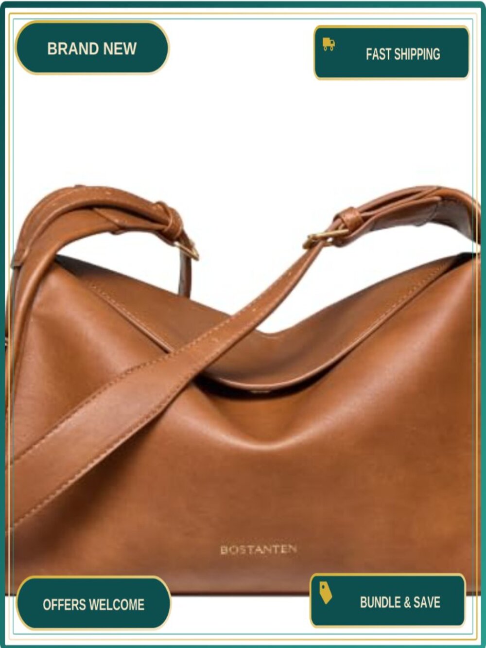 Vegan Leather Slouchy Hobo Cargo Shoulder Bag Adjustable Strap